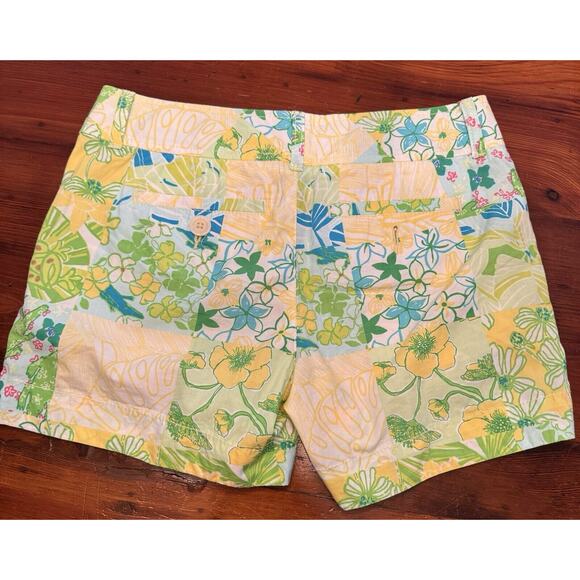 Lilly Pulitzer Patchwork Callahan Shorts Size 2 Alligator Frog Chino Cotton - Picture 2 of 9